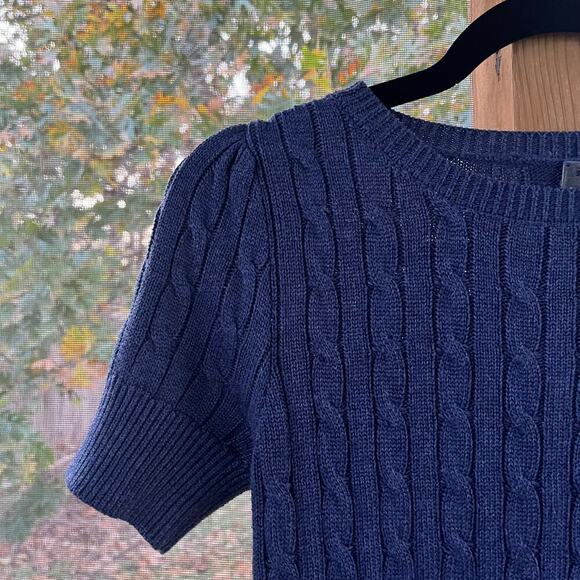 Poof Girl's Blue Short Sleeve Cable Knit Sweater Size L - Picture 3 of 6